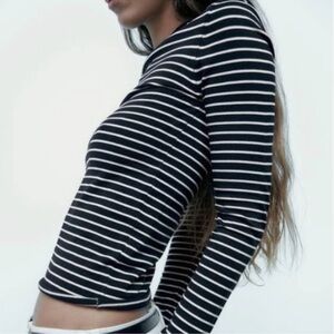 Striped Black and White Women's Top